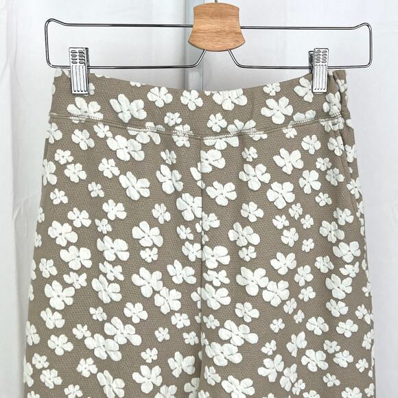 NIKO AND... S M One Size Japan Wide Leg Floral Pants Pull On Elastic Waist Tan - Picture 4 of 9